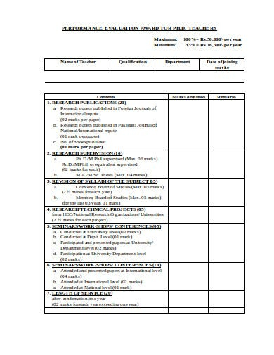 10 Teacher Performance Evaluation Templates In Doc PDF Free 