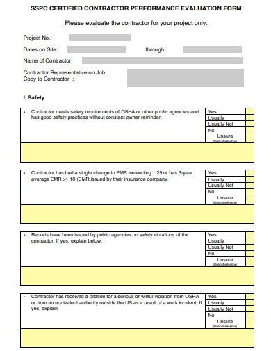 13 FREE Contractor Evaluation Form Samples In MS Word PDF