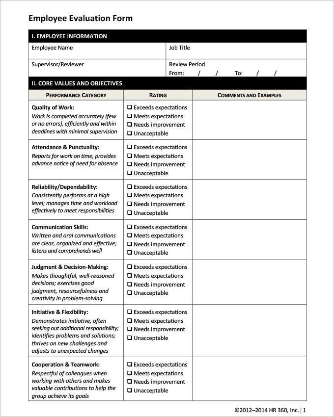 17 HR Evaluation Forms HR Templates Free Premium Templates 17 HR Evaluation Forms HR Templates Free Premium Templates