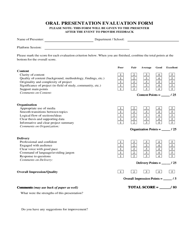 joint presentation self evaluation form listening answers