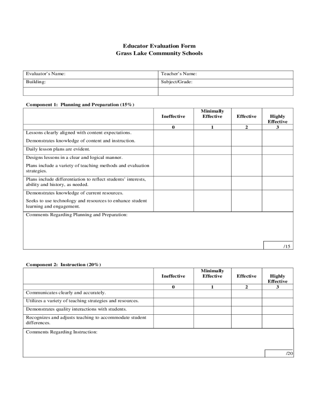 2022 Teacher Evaluation Form Fillable Printable PDF Forms Handypdf