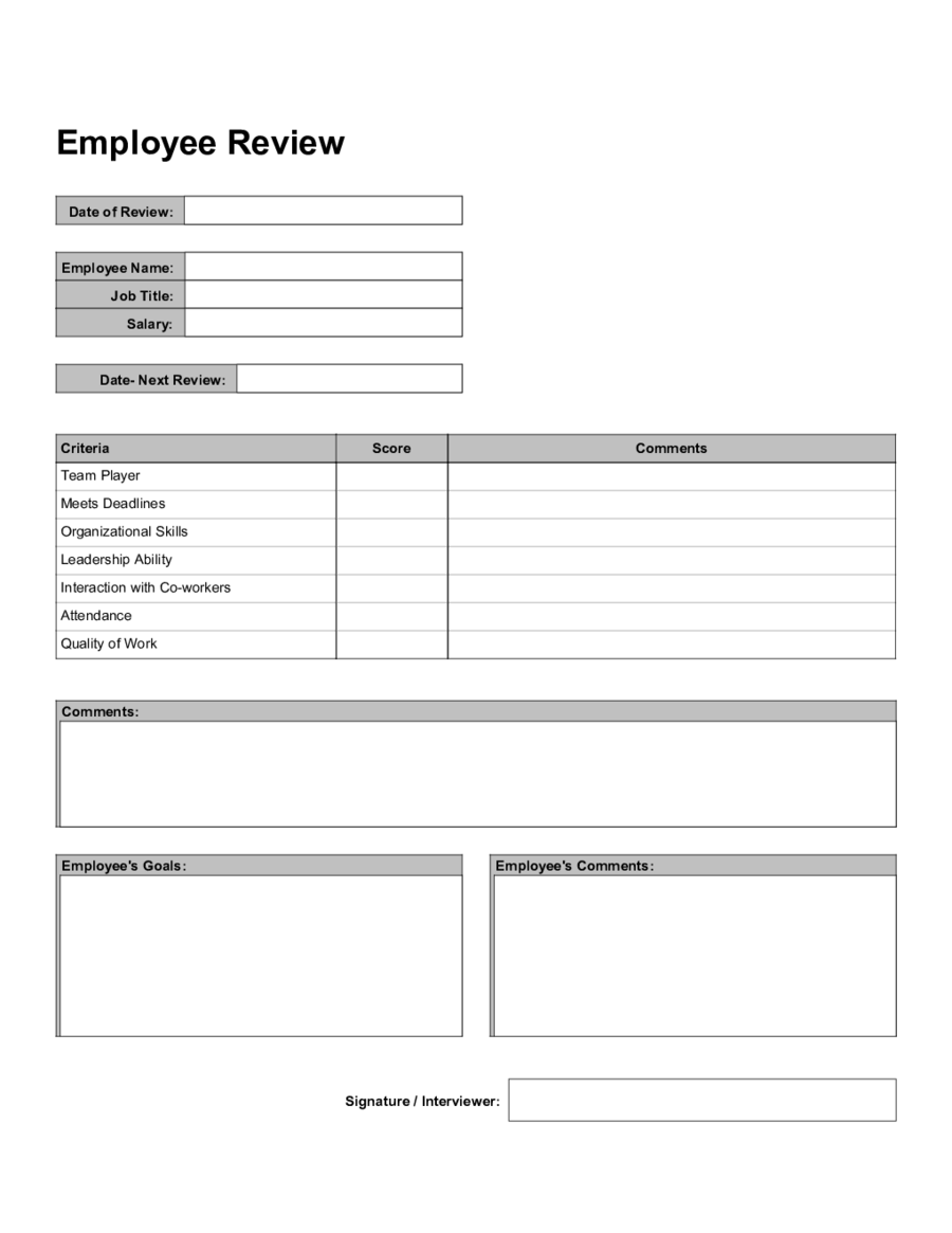 2023 Employee Evaluation Form Fillable Printable PDF Forms Handypdf