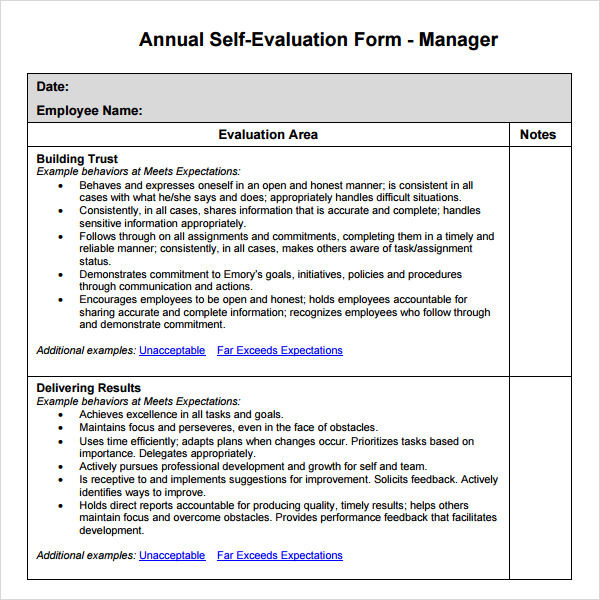 3 Sample Manager Evaluation Templates To Download For Free Sample 