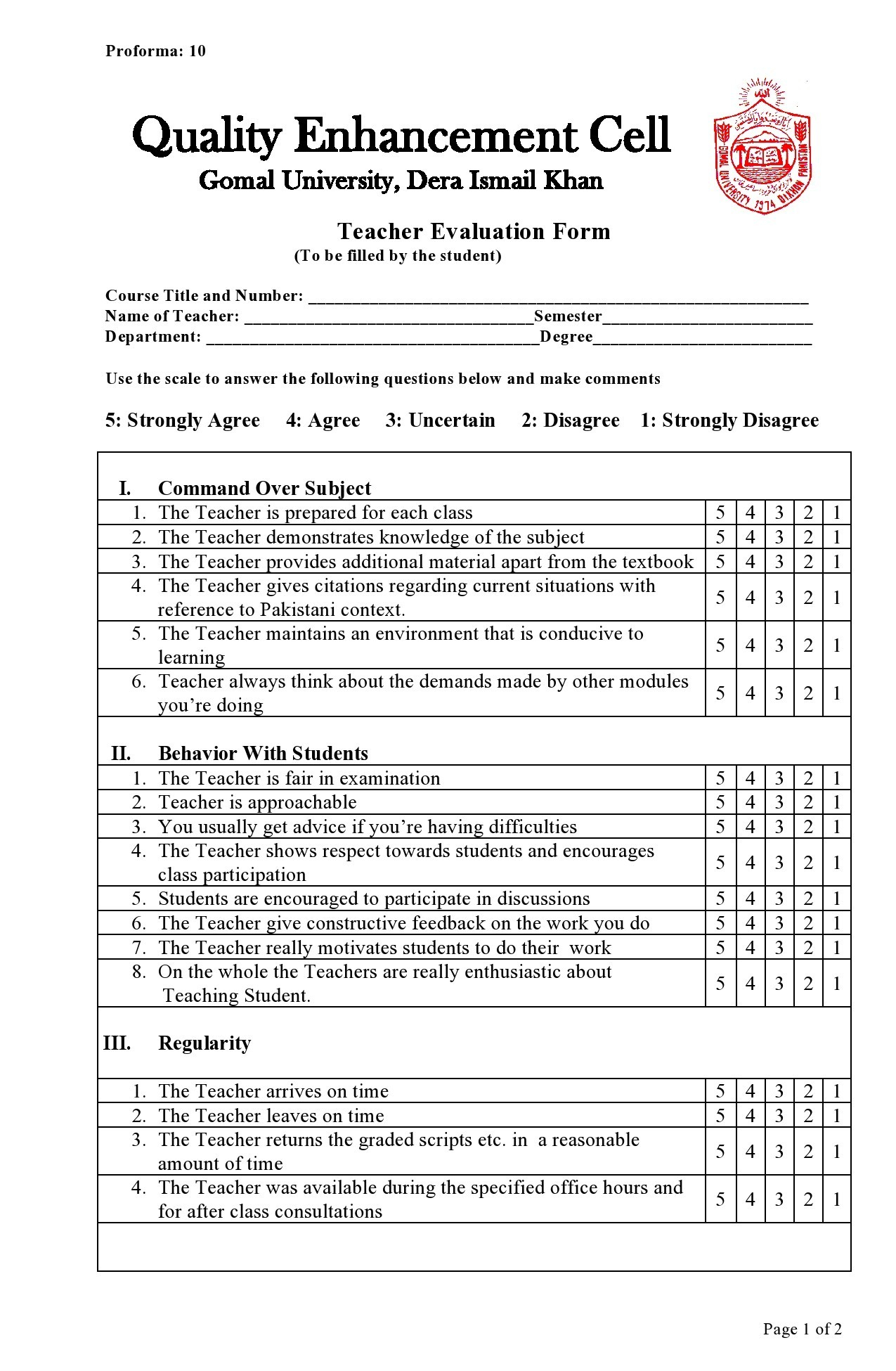 50 Printable Teacher Evaluation Forms Free TemplateLab 50 Printable Teacher Evaluation Forms Free TemplateLab