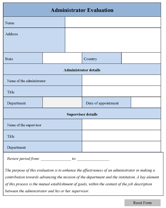 Administrator Evaluation Form Editable Forms