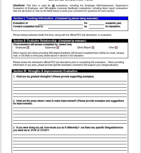 Annual Performance Appraisal Form Sample Archives MS Office Documents