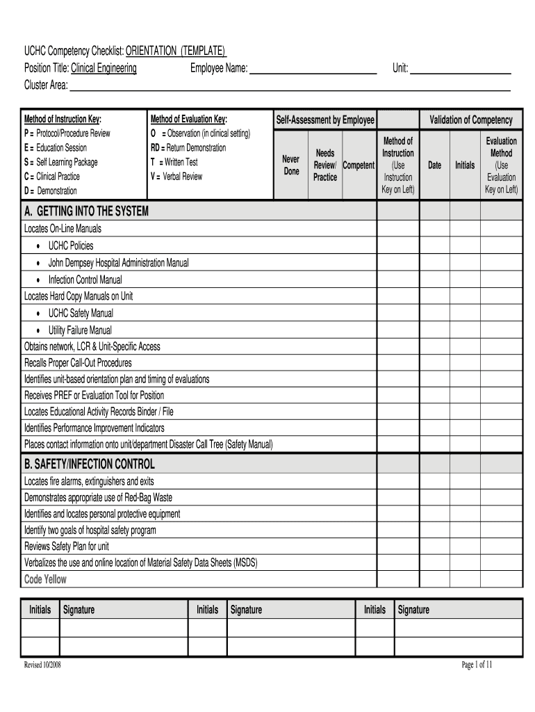 Competency Checklist Template Form Fill Out And Sign Printable PDF 