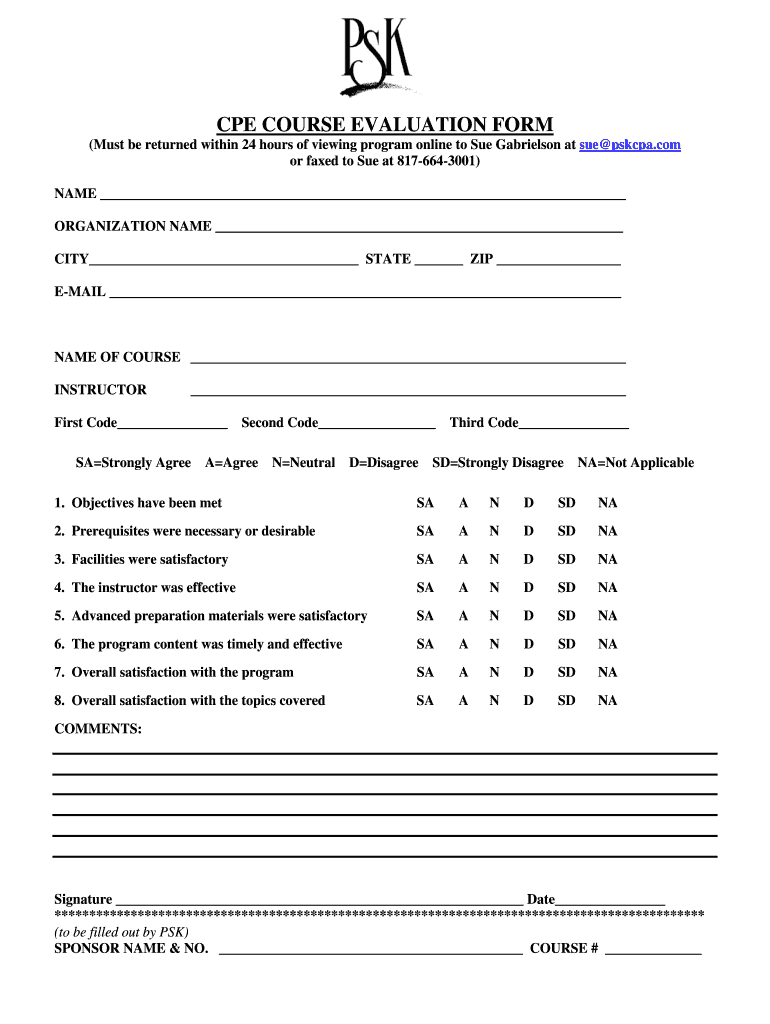 Cpe Evaluation Form Fill Out And Sign Printable PDF Template SignNow