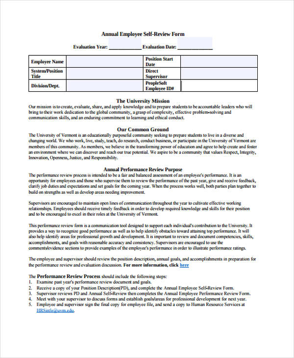 Duke Employee Yaerly Self Evaluations Forms 2022 Employeeform
