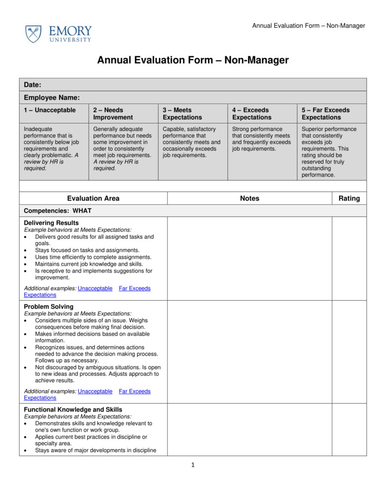 Employee Evaluation Form 9 Examples Format Pdf Examples