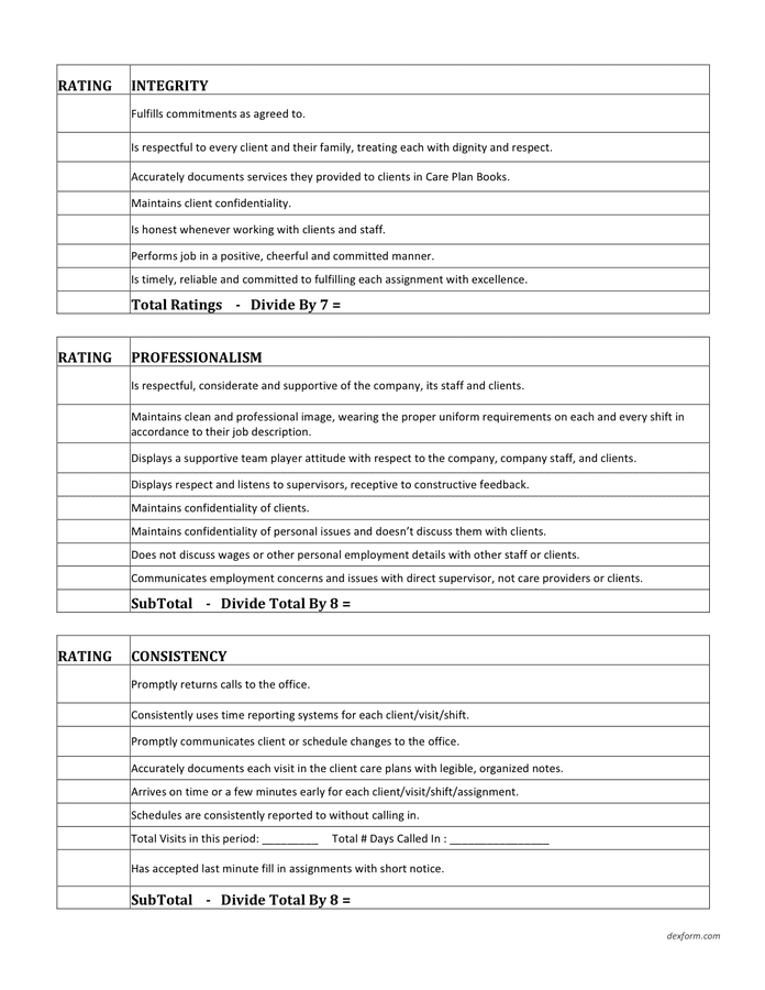 Employee Performance Evaluation Form In Word And Pdf Formats Page 2 Of 4