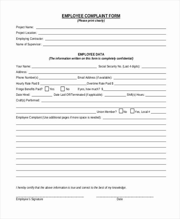 Employee Raise Form Lovely Sample Plaint Form 22 Free Documents In Word