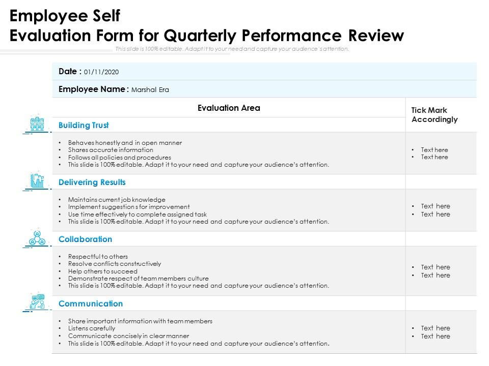 Employee Self Evaluation Form For Quarterly Performance Review 