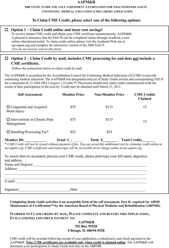 Evaluation Forms And CME Application For Obtaining Up To 30 CME Credits