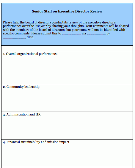 Executive Director Evaluation Survey Form Blue Avocado Executive Executive Director Evaluation Survey Form Blue Avocado Executive