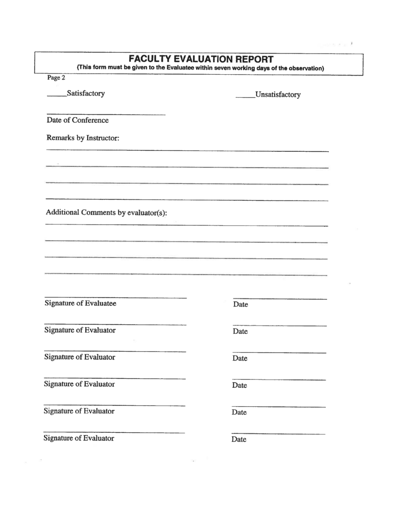 Faculty Self evaluation Form Free Download