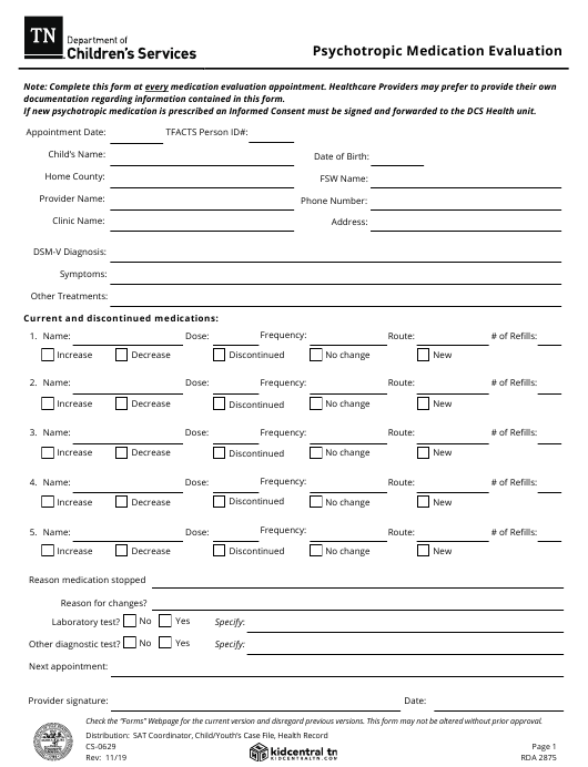 Form CS 0629 Download Fillable PDF Or Fill Online Psychotropic 