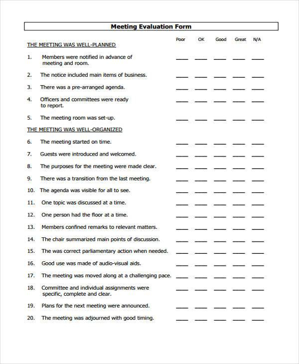 FREE 10 Business Evaluation Forms In PDF MS Word