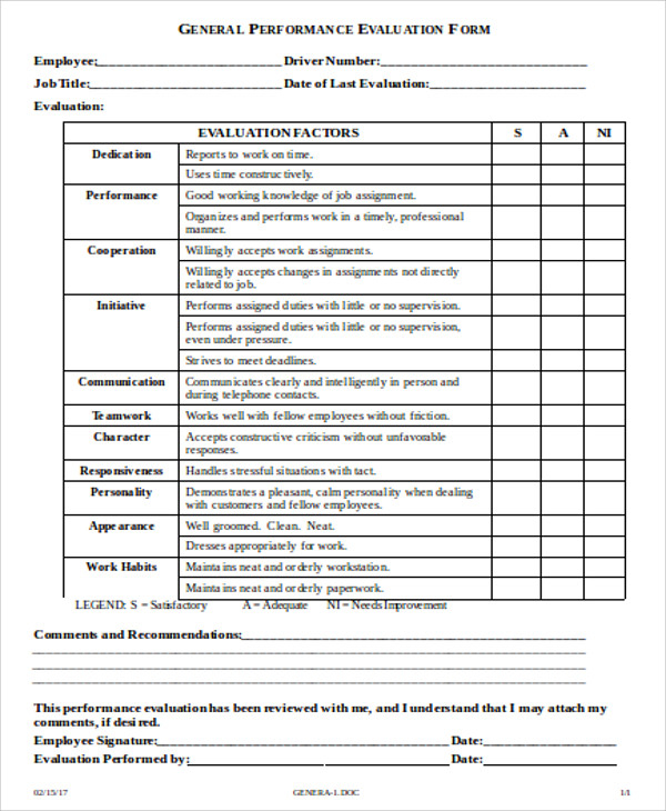 FREE 10 Sample Job Evaluation Forms In MS Word PDF