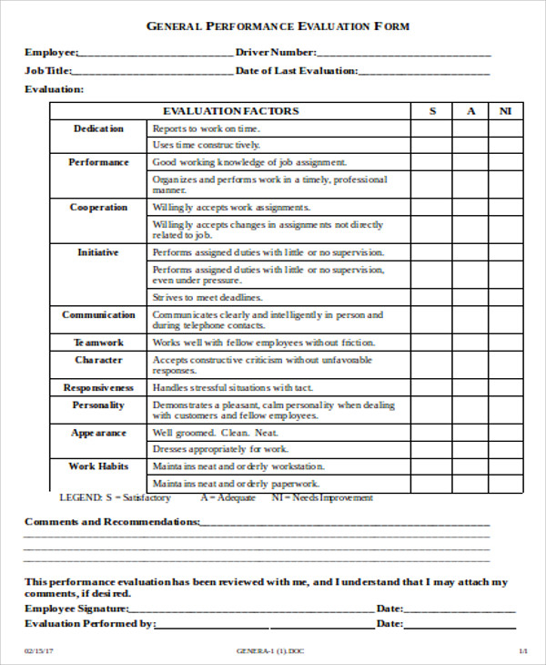 FREE 10 Sample Job Evaluation Forms In MS Word PDF
