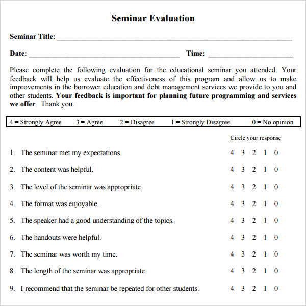 FREE 10 Sample Workshop Evaluation Forms In PDF