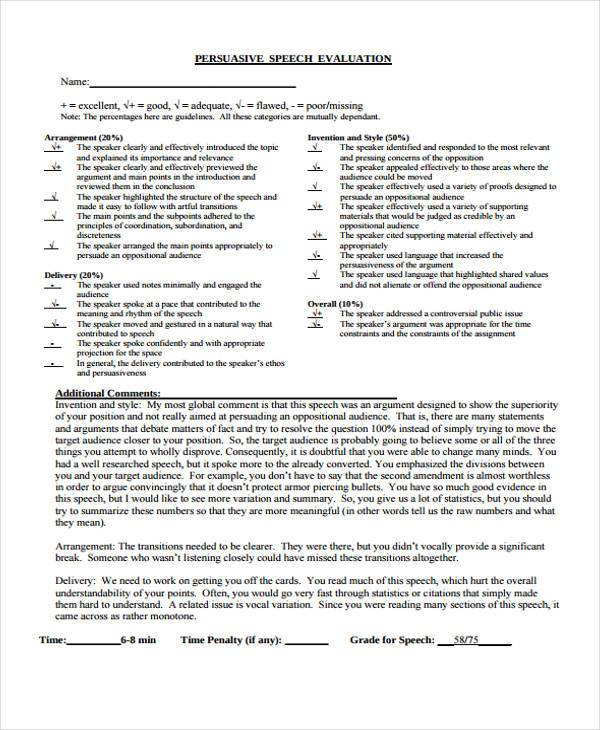 FREE 10 Speech Evaluation Forms In PDF MS Word Excel FREE 10 Speech Evaluation Forms In PDF MS Word Excel