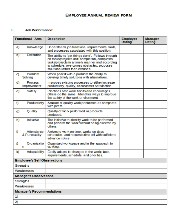 FREE 11 Sample Employee Review Forms In PDF MS Word Excel FREE 11 Sample Employee Review Forms In PDF MS Word Excel