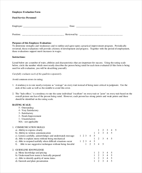 FREE 11 Sample Employee Self Evaluation Forms In PDF MS Word Excel