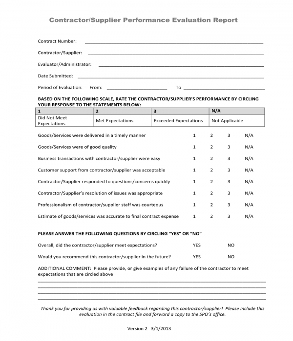 FREE 11 Supplier Evaluation Forms In MS Word PDF