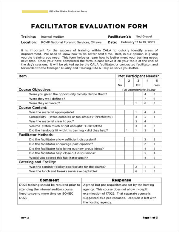 FREE 11 Trainer Evaluation Form Samples Templates In PDF