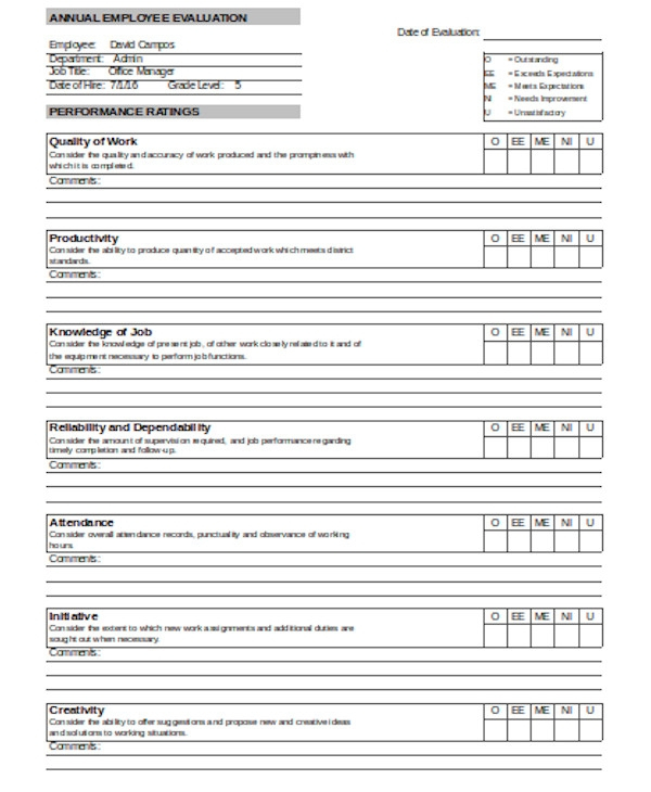 FREE 12 Sample Job Performance Evaluation Forms In PDF MS Word Excel FREE 12 Sample Job Performance Evaluation Forms In PDF MS Word Excel