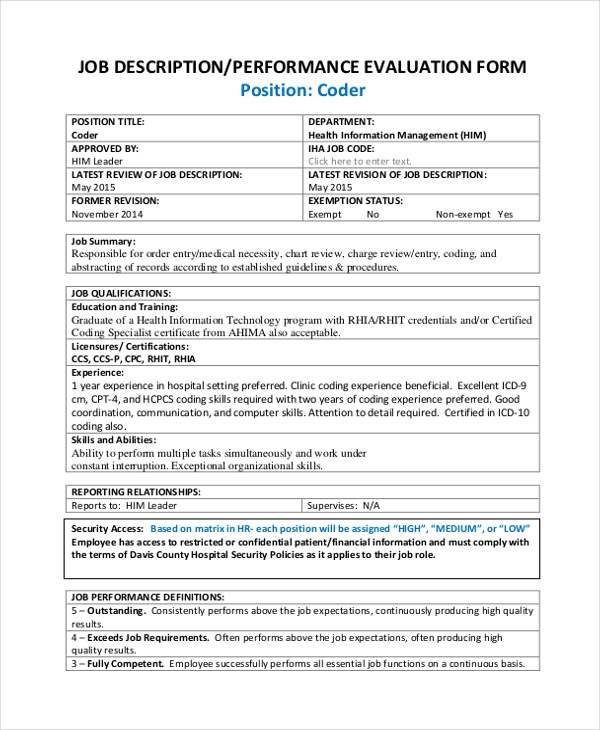 FREE 12 Sample Job Performance Evaluation Forms In PDF MS Word Excel FREE 12 Sample Job Performance Evaluation Forms In PDF MS Word Excel