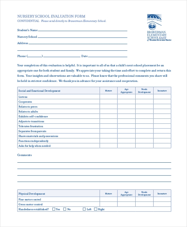 FREE 12 Sample School Evaluation Forms In PDF MS Word Excel