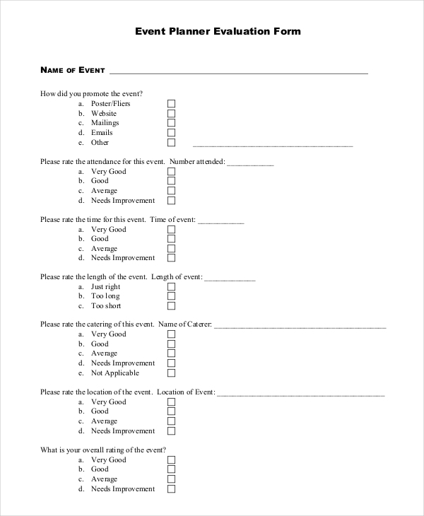 FREE 14 Sample Event Evaluation Forms In PDF MS Word Excel