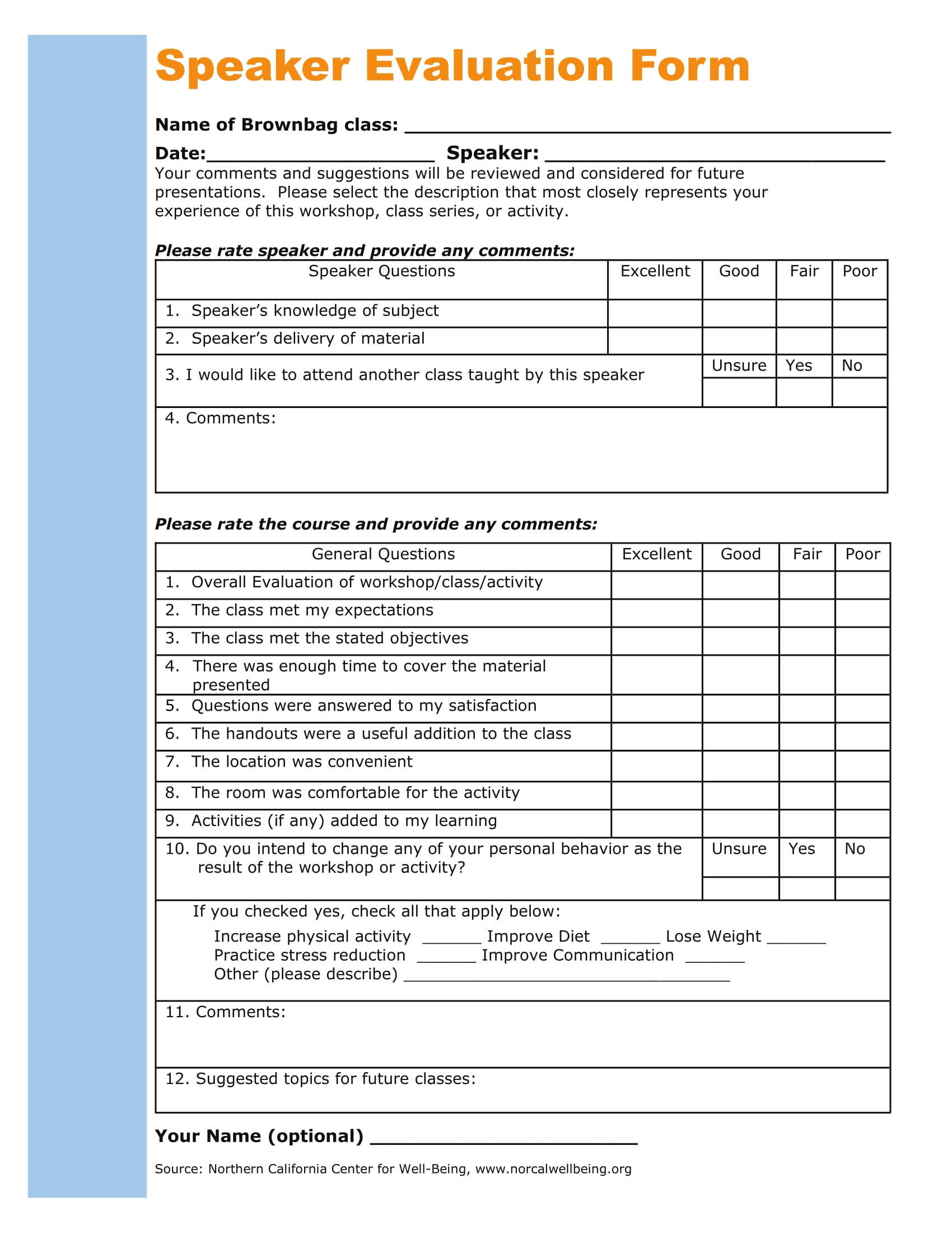 FREE 14 Speaker Evaluation Forms In PDF