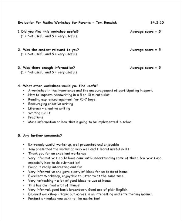 FREE 17 Workshop Evaluation Forms In PDF MS Word