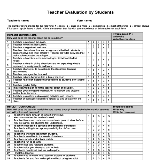 FREE 18 Sample Student Evaluation Forms In PDF MS Word Excel FREE 18 Sample Student Evaluation Forms In PDF MS Word Excel