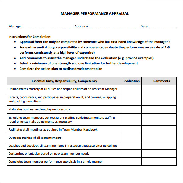 FREE 2 Sample Manager Evaluation Templates In PDF