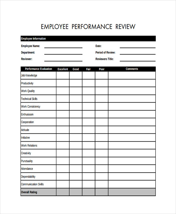 FREE 20 Sample Employee Review Forms In PDF MS Word FREE 20 Sample Employee Review Forms In PDF MS Word
