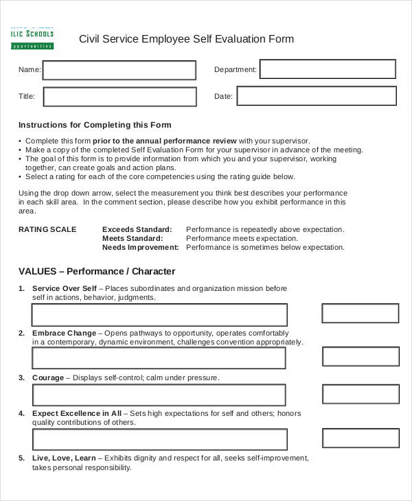 FREE 20 Self Evaluation Forms In PDF