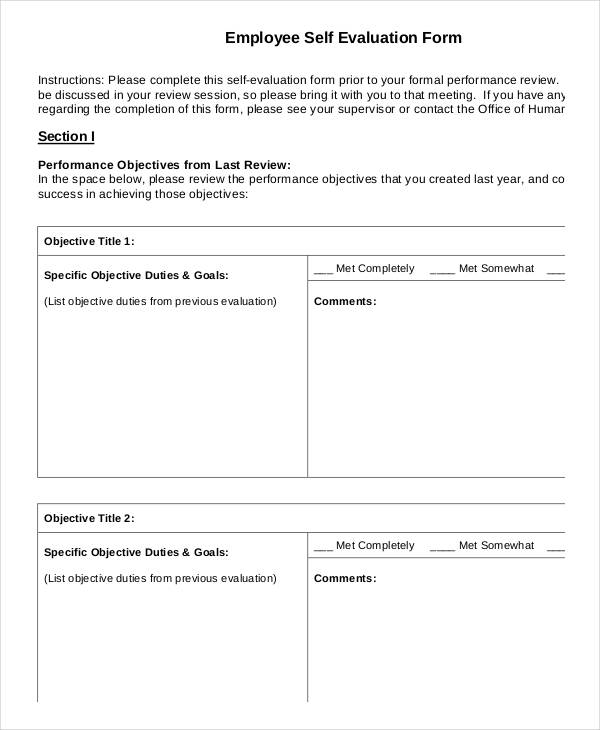 FREE 23 Self Evaluation Forms In PDF MS Word Excel