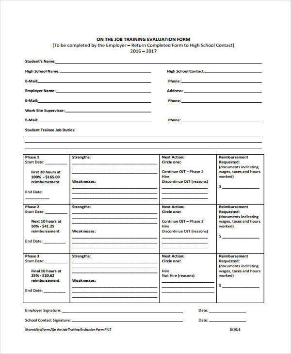 FREE 25 Sample Training Evaluation Forms In PDF MS Word