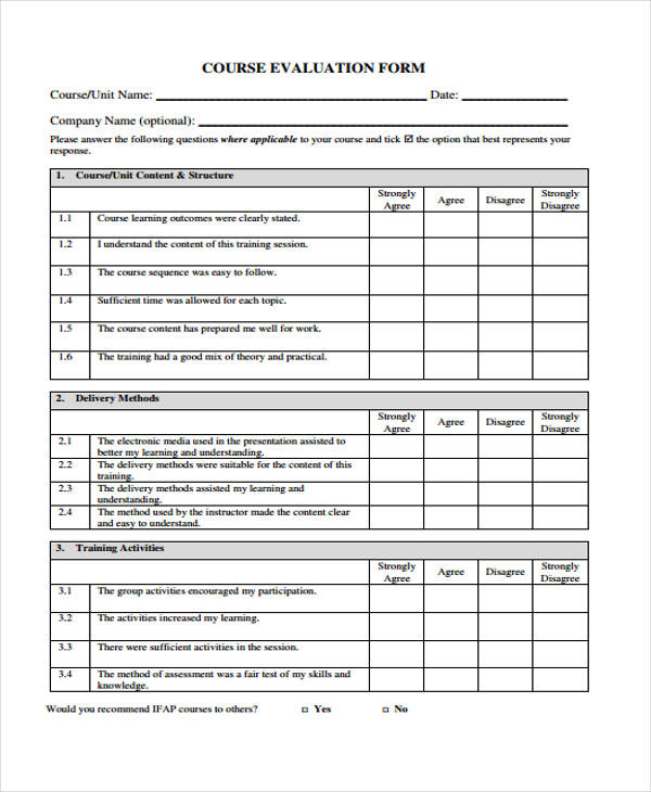 FREE 26 Printable Training Evaluation Forms In PDF MS Word