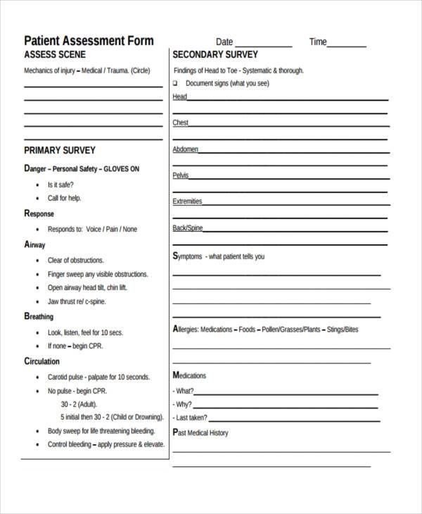 FREE 29 Sample Assessment Form Samples In MS Word PDF Excel