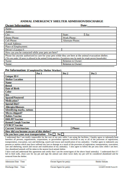 FREE 30 Animal Shelter Forms In PDF MS Word