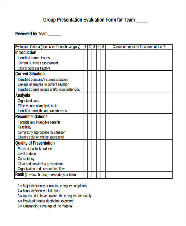 FREE 30 Printable Presentation Evaluation Forms In PDF MS Word Excel