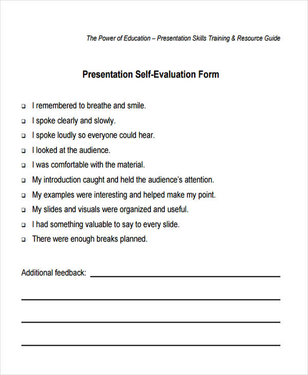FREE 30 Printable Presentation Evaluation Forms In PDF MS Word Excel
