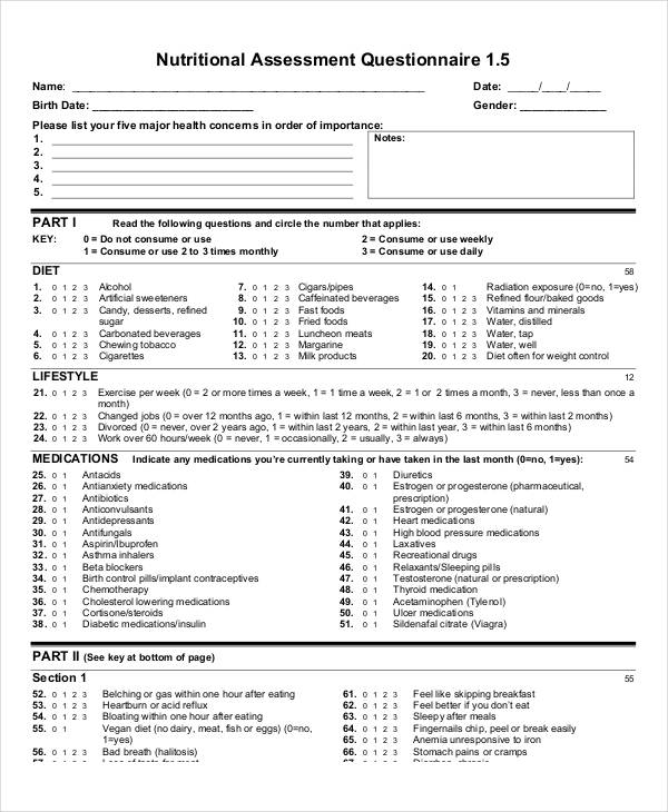 FREE 33 Assessment Questionnaire Examples In PDF DOC Examples