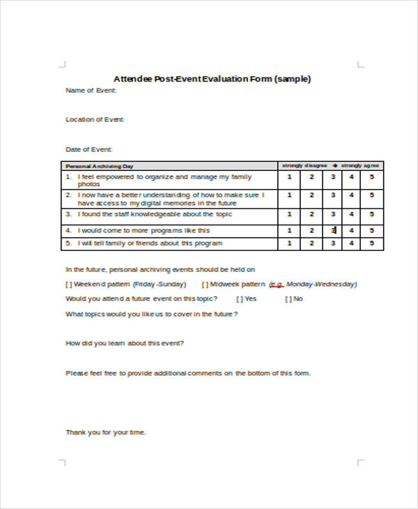 FREE 33 Event Evaluation Forms In PDF Excel MS Word
