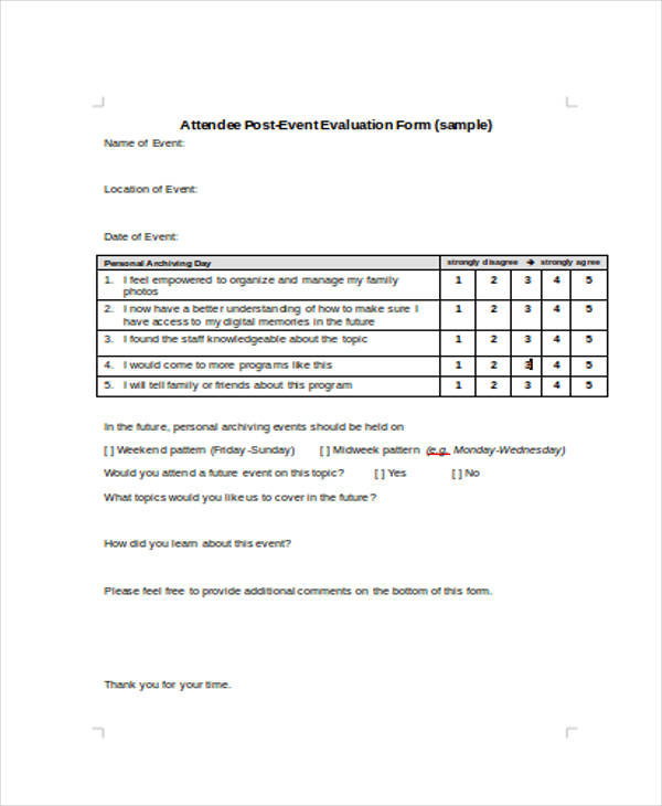 FREE 33 Event Evaluation Forms In PDF Excel MS Word FREE 33 Event Evaluation Forms In PDF Excel MS Word
